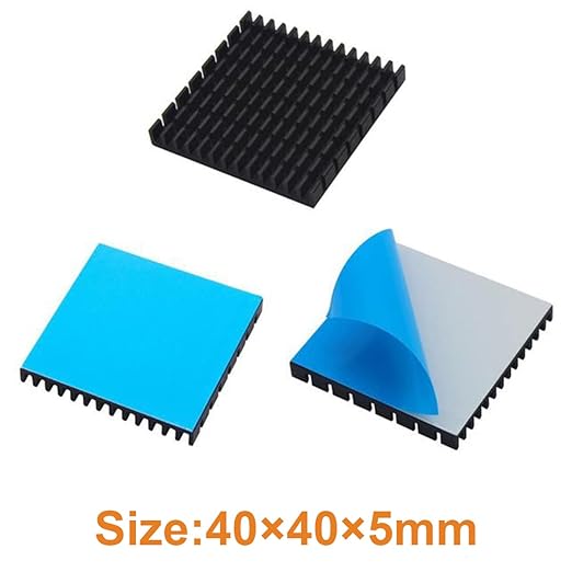 4PCS 40mm Aluminum Heat Sink with Thermal Conductive Adhesive Tape, 40×40×5mm Heatsink Cooler for Cooling TEC1-12706, VRM GPU Stepper Driver 3D Printer Stepper Motor