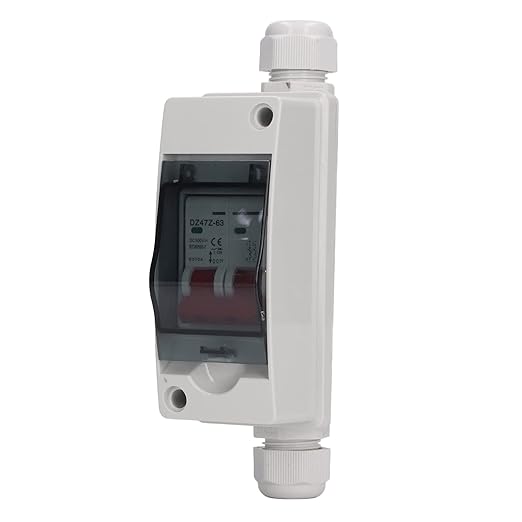 Solar Disconnect Switch, 16A/20A/32A/40A/63A 500V PV DC Isolator, IP65 Miniature Circuit Breaker with Transparent Cover for Solar Panel, RV, Off Grid Solar Power System (16A)
