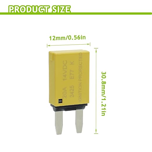 5A 10A 15A 20A 25A 30A DC 12V-14V Auto Reset Circuit Breaker ATM Low Profile T1 Mini Blade Fuses Breakers for Car Trucks Marine Boat RV Solar and More