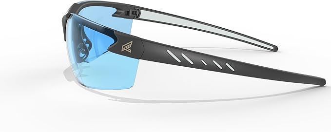 EDGE Zorge G2 Wrap-Around Safety Glasses, Anti-Scratch, Non-Slip, UV 400, Military Grade, ANSI/ISEA & MCEPS Compliant, 5.04" Wide, Black Frame/Light Blue Lens