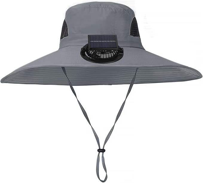 Solar Powered Fan Hat Wide Brim Sun Hat with Solar Fan Sun Bucket Hats Men Women UPF50+ Fishing Beach Hats with Fans