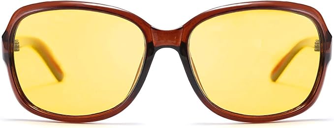 FEISEDY Classic Womens Night Glasses Driving Anti Glare Wrap Around Yellow Sunglasses B2548