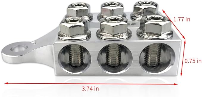 Vgate 12-Way Post Terminal Distribution Block Bus Bar, 8AWG up to 4/0(XL) AWG Gauge, for Lithium or AGM Lead Acid Battery with Bolt Down Ends or Threaded Studs, M10 or 3/8”-16