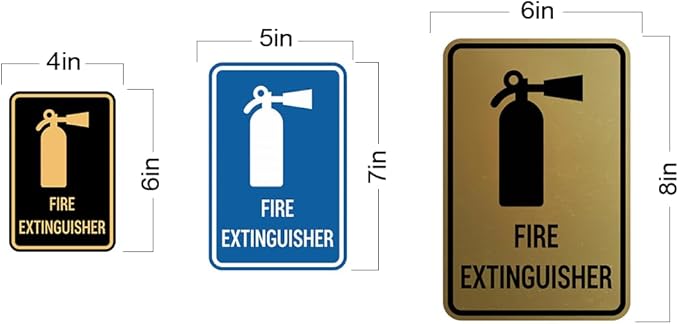 Signs ByLITA Portrait Round Fire Extinguisher Sign with Adhesive Tape, Mounts On Any Flat Surface (Light Grey/Burgundy) - Medium (5 Pack)