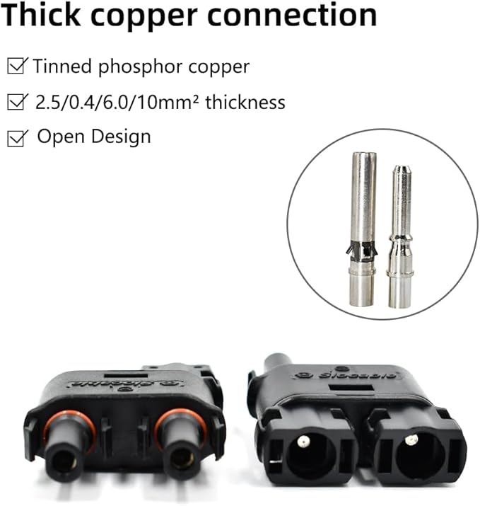 Solar Branch Connector IP68, 1500V FMM+MFF, Y Branch Adapter for Parallel Connection Between Solar Panels, 1 Pairs (2 to 1)