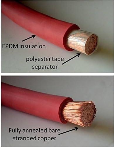 8 AWG Gauge Red + Black Pure Copper Battery Inverter Cables Solar, RV, Car, Boat (5 ft., 3/8 in. + 5/16 in. lugs)