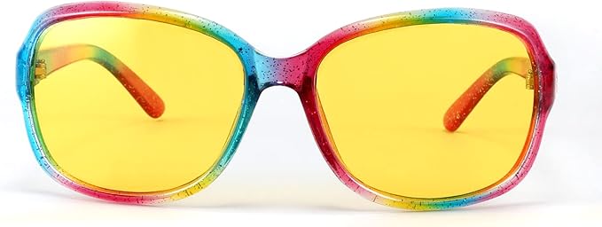 FEISEDY Classic Womens Night Glasses Driving Anti Glare Wrap Around Yellow Sunglasses B2548