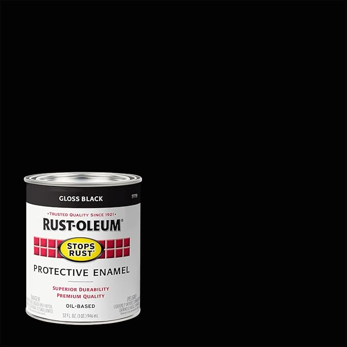 Rust-Oleum 7779502-2PK Stops Rust Brush On Paint, Quart, Gloss Black, (Pack of 2)