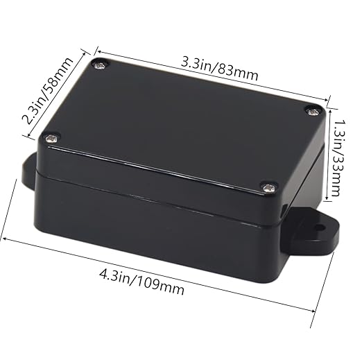 Zulkit Junction Box ABS Plastic Dustproof Waterproof IP65 Universal Electrical Boxes Project Enclosure with Fixed Ear Black 3.27 x 2.28 x 1.30 Inch (83 x 58 x 33 mm)(Pack of 2)