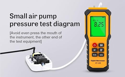 YZT Meter Manometer Air Pressure Meter, Digital Differential Pressure Gauge, HVAC Gas Pressure Meter Dual-Port Manometer Gas Pressure Tester (9v Battery Included)…
