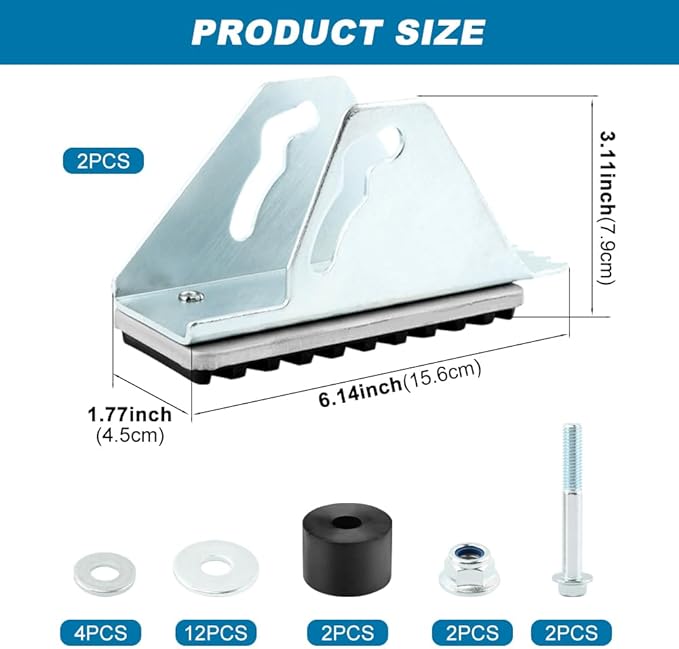 2 Pack Aluminum Anti-Skid Shoe Feet for Extension Ladders Replacement Parts Rubber Padded Feet Ladder Accessories Compatible with Most Ladders Silver Black