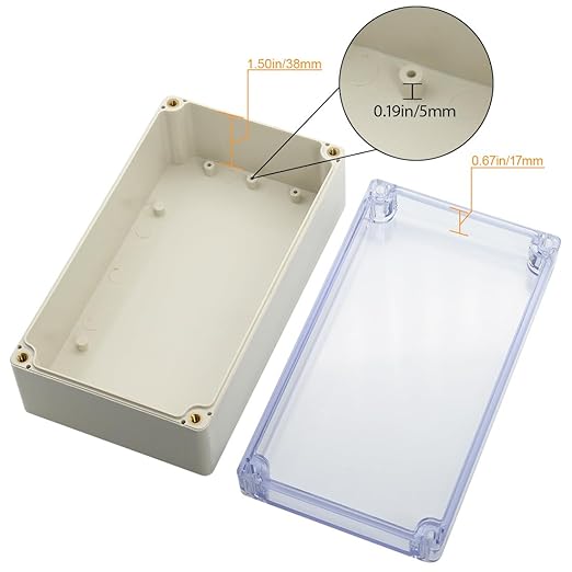 LeMotech ABS Plastic Junction Box Dustproof Waterproof IP65 Electrical Enclosure Box Universal Project Enclosure Grey with PC Transparent Clear Cover6.2 x 3.5 x 2.3 inch(158 x90 x60 mm)