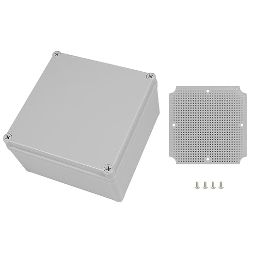 Junction Box，6.9"x 6.9"x 3.9" Outdoor Electrical Box with Mounting Plate, IP67 Dustproof Waterproof ABS Plastic Project Box, DIY Electrical Enclosure Gray (175x 175x 100 mm)