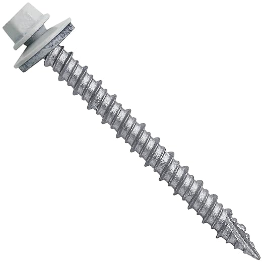 Metal ROOFING SCREWS: (250) 10 x 2" Brite White Hex Head Sheet Metal Roof Screw. Self starting metal to wood siding screws. EPDM washer. Colored head