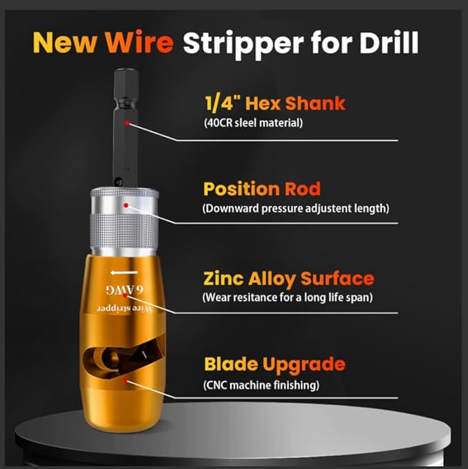 Wire Stripper for Drill, 6/8/10/12/14 AWG Wire Twister Tool for Drill, New Upgrade Drill Wire Stripper and Twister Kit, Wire Stripper Tool, Wire Stripping and Twisting Tool, Electrician Tools Set