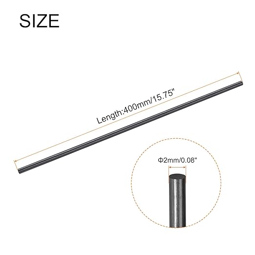 MECCANIXITY Carbon Fiber Rod, 2mm x 400mm Carbon Rod Bar for RC Airplane DIY Craft Kite Wing Tube Quadcopter Arm Repair Pack of 30
