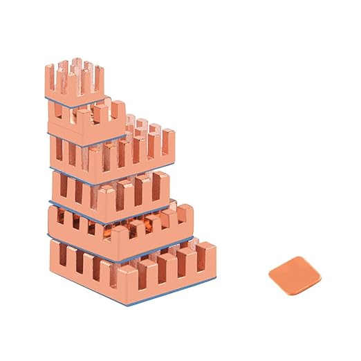 GeeekPi 18PCS Pure Copper Heatsinks for Raspberry Pi 5/4B, CPU Cooler with Thermal Conductive Adhesive Tape