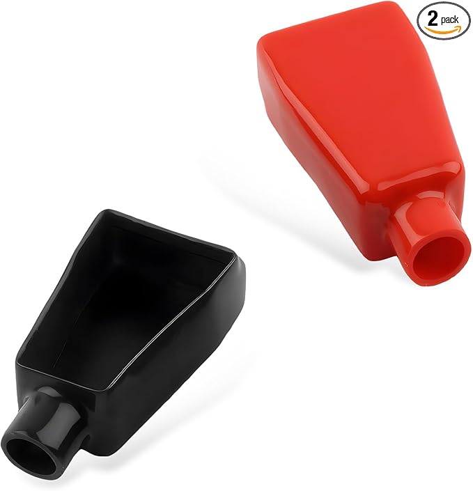 2PCS Battery Terminal Covers, Insulating Soft PVC Positive Negative Battery Cable Stud Cover, Flexible Battery Terminal Covers Stud Boots Protector for Car Truck Marine Boat