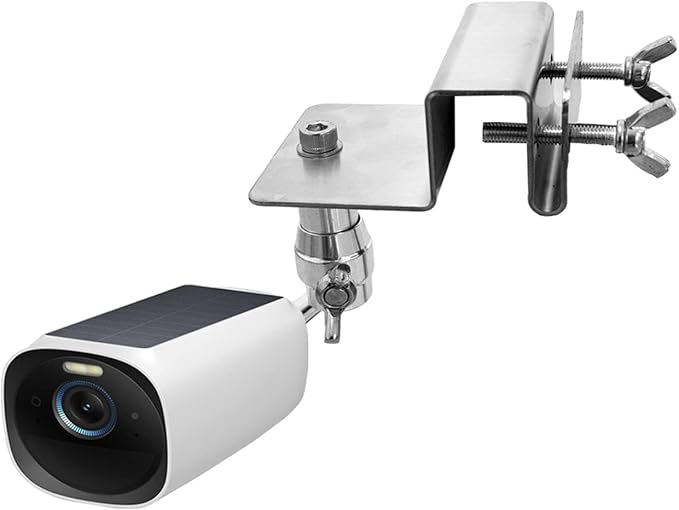 WiTi Gutter Mount for Eufy, Arlo Solar Panel , Adjustable Stainless Steel Mount Bracket to get Sun , No Drill Installation Compatible with Eufy S220 Camera