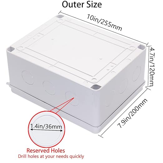Junction Box, Zulkit Project Box with Reserved Holes IP65 Waterproof Dustproof Electrical Box ABS Plastic Project Enclosure White 10 x 7.9 x 4.7 Inch