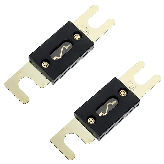 BOJACK 0/2/4 Gauge ANL Fuse Holder and 50 Amp Fuses for 0-4 Gauge Automotive Fuse Block (Pack of 2)