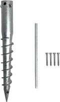 Ashman Round Posts (1 Pack), Outdoor No Dig Ground Anchor with Helical Spiral, 21" Long - Fits Flag Pole Base Ground Mount Screw