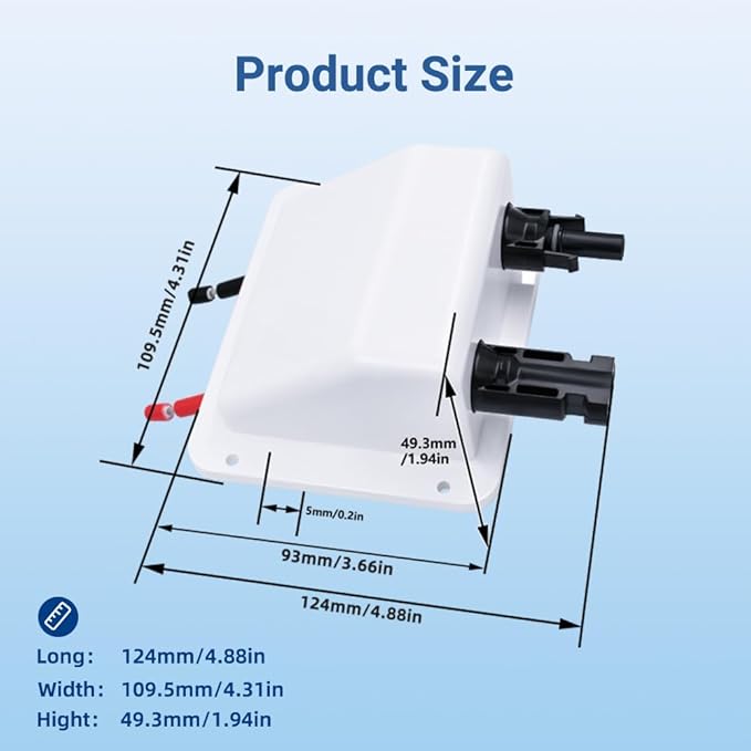 Solar Cable Entry Gland, IP68 UV Resistance Dual Cable Entry Housing for Solar Project on Rv, Boat,Camper,Van (with 1ft 10awg Cable)