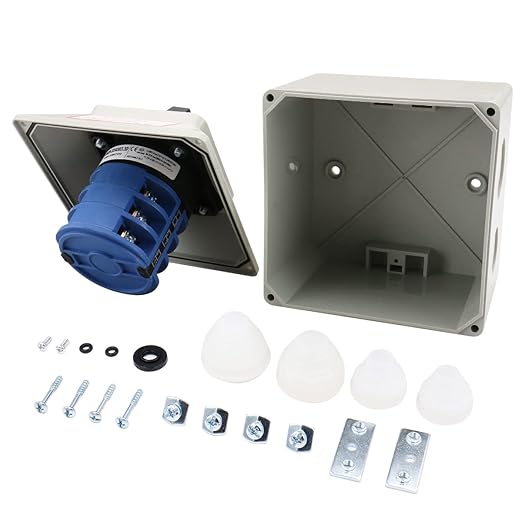 Baomain Universal Rotary Changeover Switch LW28-32/D303.3D with Master Switch Exterior Box 660V 32A 12 Terminals 3 Phase