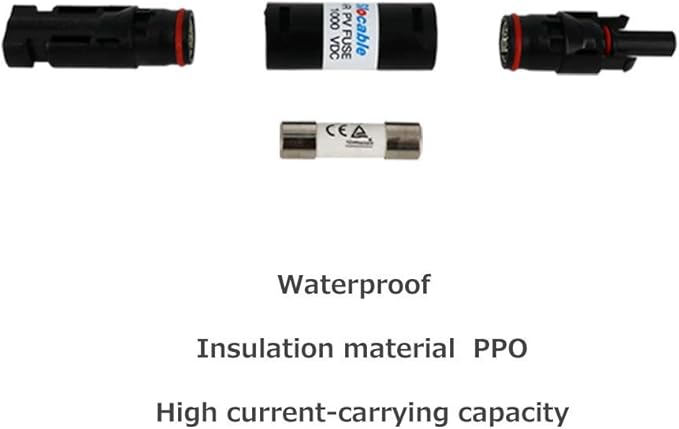 Renogy 20A Male and Female Connector Waterproof in-Line Holder w/Fuse, 20A, Black