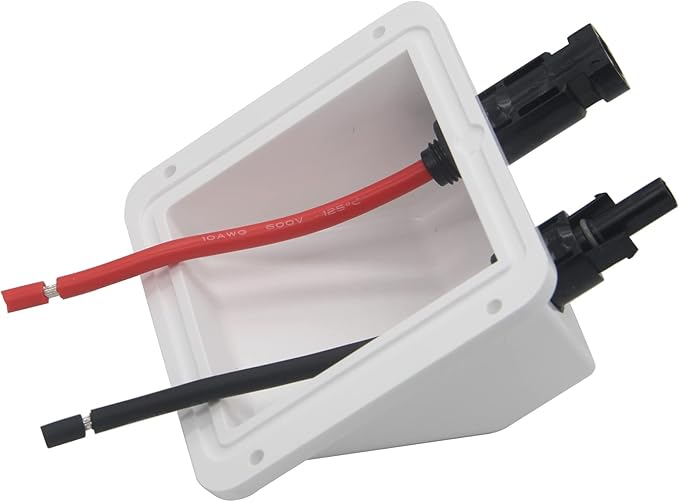 ZOOKOTO 0.33Ft 10 AWG Cable ABS UV Resistance Dual Cable Entry Housing for Solar Project on Rv, Boat,Camper,Van, Weatherproof