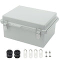 Zulkit Junction Box ABS Plastic Dustproof Waterproof IP67 Electrical Boxes Hinged Shell Outdoor Universal Project Enclosure Grey, Stainless Steel Buckles 8.7 x 6.7 x 4.3 Inch
