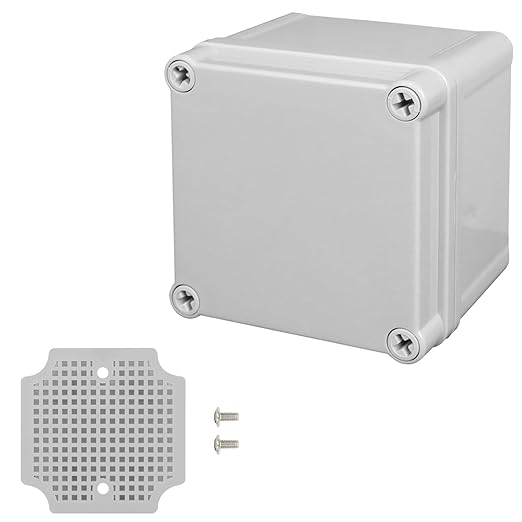 Junction Box，3.9"x 3.9"x 3" Outdoor Electrical Box with Mounting Plate, IP67 Dustproof Waterproof ABS Plastic Project Box, DIY Electrical Enclosure Gray (100x 100x 75 mm)