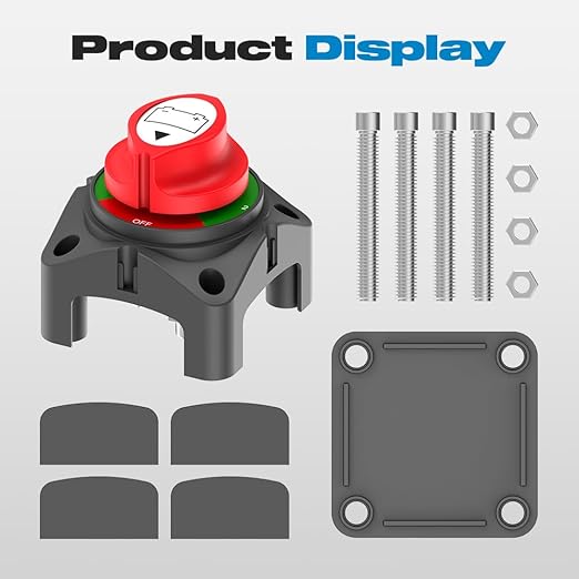 Battery Disconnect Switch, Malictele 200A 1-2-Both-Off Marine Dual Battery Switch 12-48V Waterproof Heavy Duty Battery Isolator Switch for Car Vehicle RV and Boat