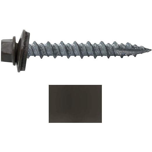 Metal ROOFING SCREWS: (250) 10 x 1-1/2" Antique Bronze Hex Head Sheet Metal Roof Screw. Self starting metal to wood siding screws. EPDM washer. Colored head