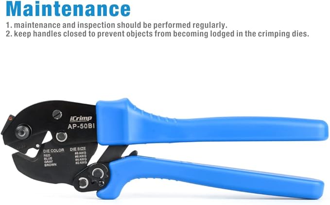 iCrimp AP-50BI Battery Cable Ring Terminal Crimper for 8, 6, 4, 2AWG Copper Cable Lugs, Heavy Duty Wire Lugs and Battery Cable Ends