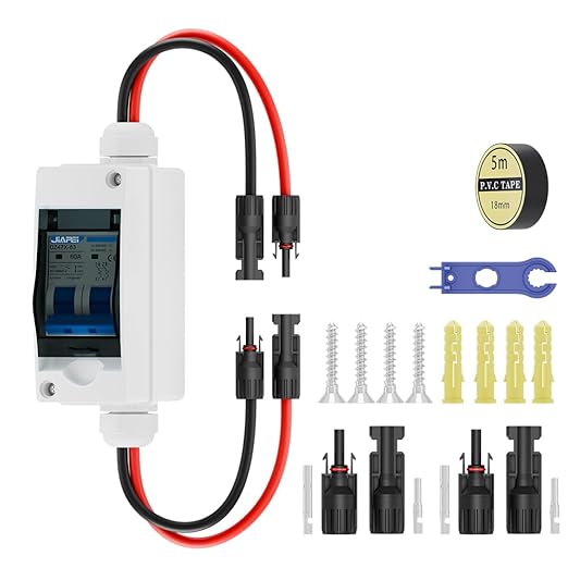 Solar Panel Disconnect Switch 60 Amp 400V Breaker Box, PV DC Miniature Circuit Breaker Disconnect Box Outdoor with IP65 Waterproof Box