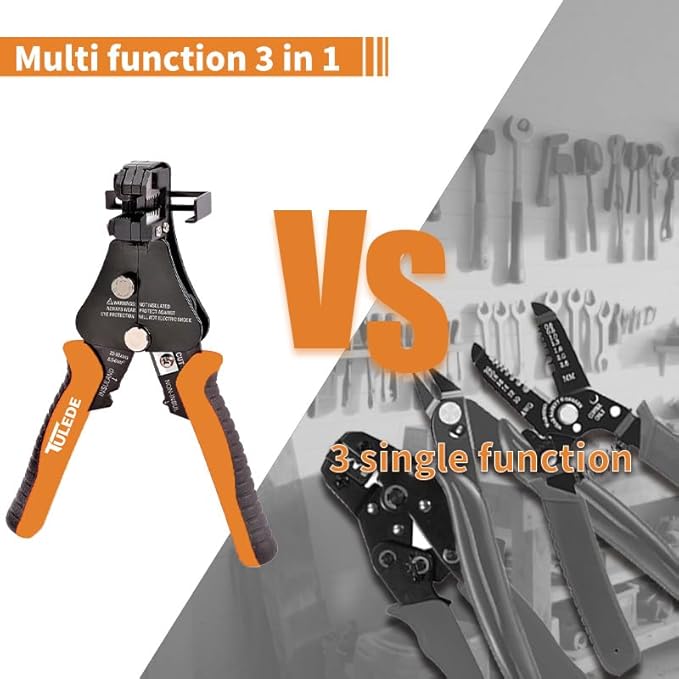 Automatic Wire Stripper, 3 in 1 Stripper/Cutter/Crimping Heavy Duty Multi-Function Wire Strippers Tool for 8-18 AWG Electrical Wire, 7 Inch