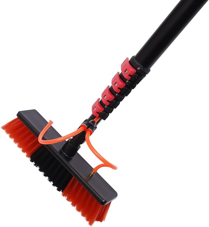 24ft Solar Panel Cleaner Brush Pole, Window Cleaner Water Fed Pole Washing Tool Solar Panel Cleaning System Water Fed Pole Set for Windows, Solar Panels, Glass Walls, Roofs, Cars