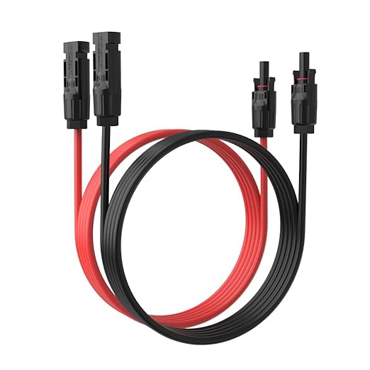 Solar Panel Extension Cable - TUV Listed 1Pair 12AWG 30FT Solar Extension Cable Black ＆ Red, PV Cable Wire with Male/Female Connectors