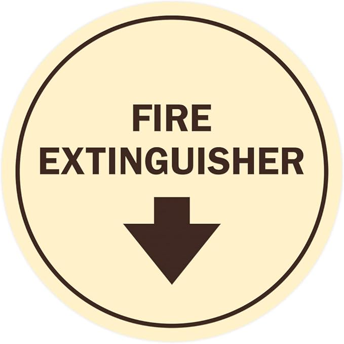 Signs ByLITA Circle Fire Extinguisher Sign (Ivory/Dark Brown) - Medium