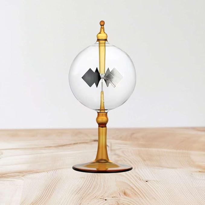 Solar Crookes Radiometer Glass Windmill Handmade for Party Home Decoration Gift L (Orange)