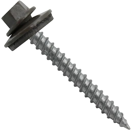 Metal Roofing Screws: (250) 12 x 2 Antique Bronze Hex Sheet Metal Roof Screw. Sharp Point Metal to Wood siding Screws. 5/8" EPDM Washer