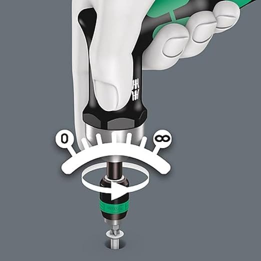 WERA 05074717001 Series 7400 Kraftform Pistol Handle, pre-Set Adjustable Torque Screwdrivers (3.0-8.8 Nm) with Rapidaptor Quick-Release Chuck, Art. no. 7462 x 3.0 Nm x 3.0-6.0 Nm