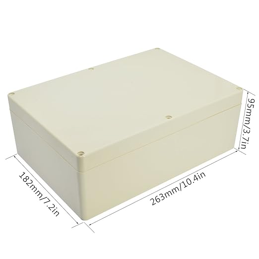 LeMotech Waterproof Dustproof IP65 ABS Plastic Junction Box Universal Electric Project Enclosure Pale Gray 10.4 x 7.2 x 3.7 inch (263 x 182 x 95 mm)