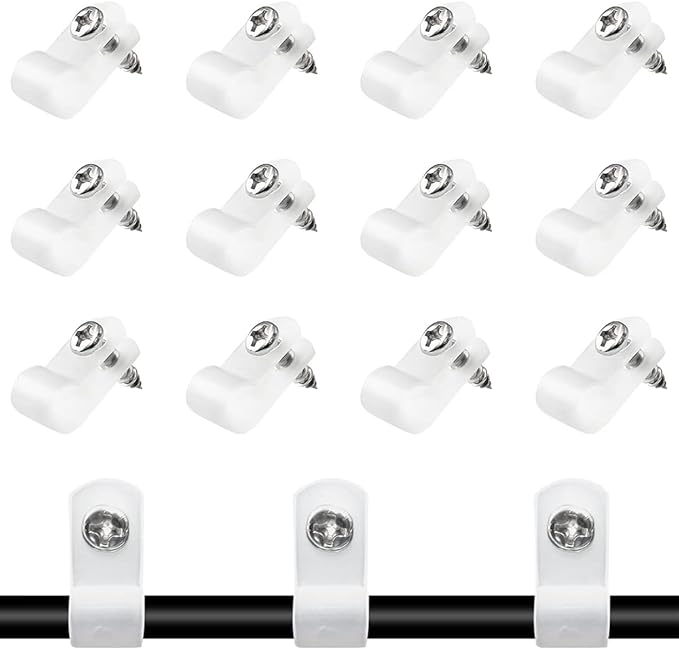100 Pcs 3/8 Inch R-Type Clip Clamp, Nylon P-Type Mounting Clips, Cable Clip Wire Clamp for Wire Management, Stainless Steel Screws Included