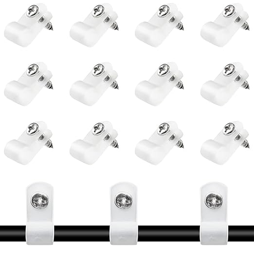 50 Pcs 3/8 Inch R-Type Clip Clamp, Nylon P-Type Mounting Clips, Cable Clip Wire Clamp for Wire Management, Stainless Steel Screws Included