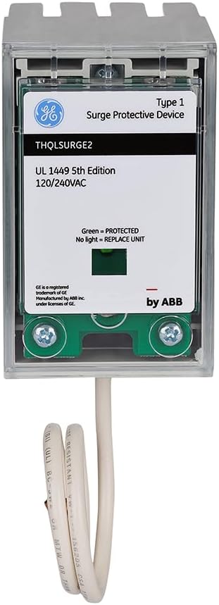 ABB THQLSURGE2 Type 1 Surge Protective Device • Whole House Protector • 120/240 VAC 25kA • Pigtail Connection • Breaker Panel Surge Protection • LED Indicator