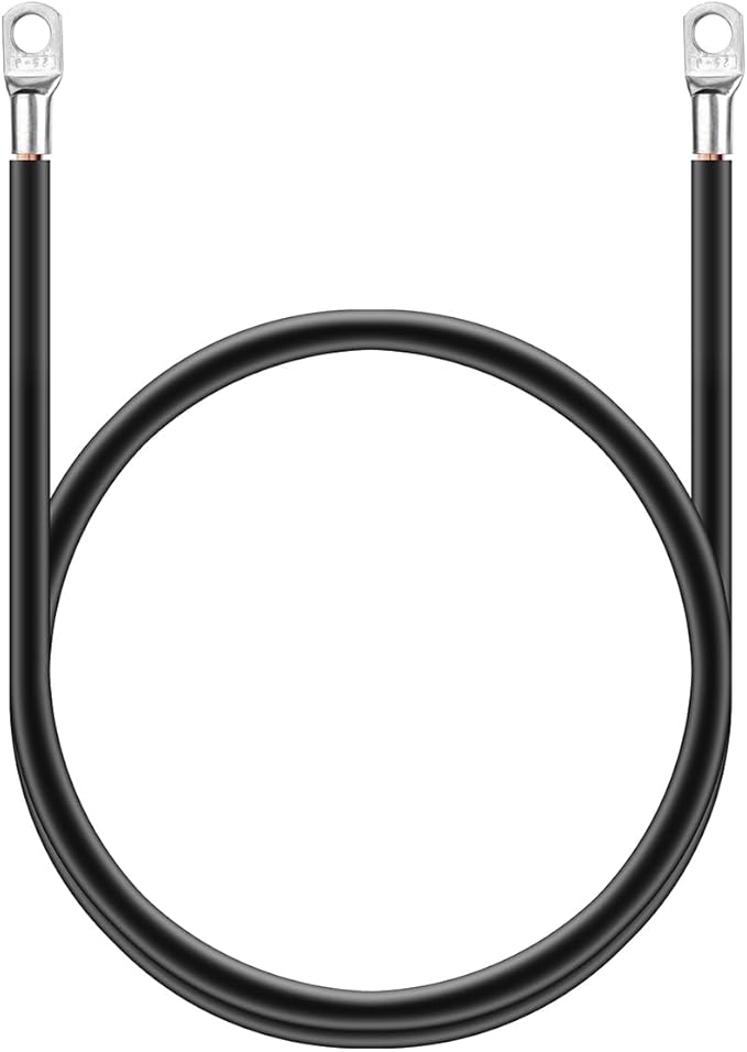 6 AWG Gauge Power Battery Cable with Battery Terminal Connectors 3/8" Lugs, 1.5FT Red + Black Pure Copper Battery Lead Wire for Automotive, Motorcycle, Marine, Boat