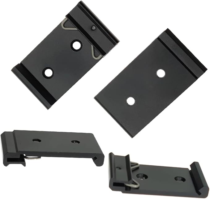 1.08" Width DIN Rail Mounting Clip, Universal Aluminum Alloy Bracket, Snap-in Fixed Clamp for 35mm Slotted DIN Rail, 4-Pack