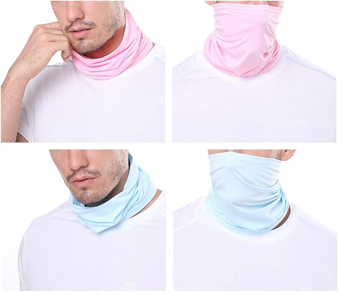 UV Face Cover Neck Gaiter Mask Dust Protection Magic Scarf Wind Bandana Balaclava for Summer Running Fishing 4 PCS